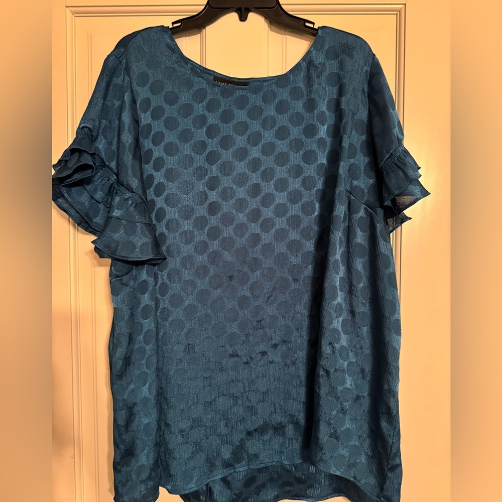 Lane Bryant Navy Polka Dot Blouse